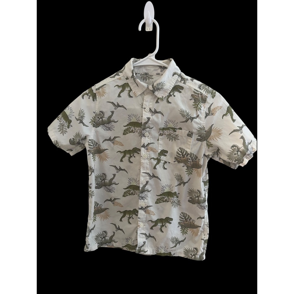 365 Kids Garanimals Boys Size 10 Dinosaur Button Up Shirt Short Sleeve Cotton